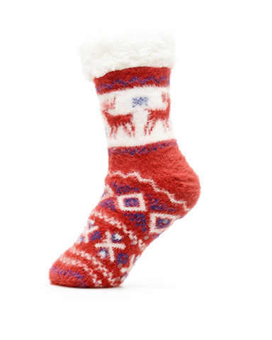 Fairisle Slipper Socks With Grippers Assorted