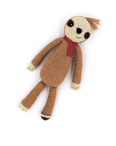 Friendly Sloth Crochet Rattle Toy