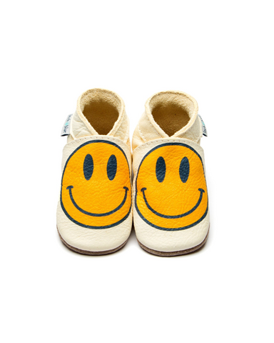 Smiley Unisex Leather Baby Shoes By Inch Blue