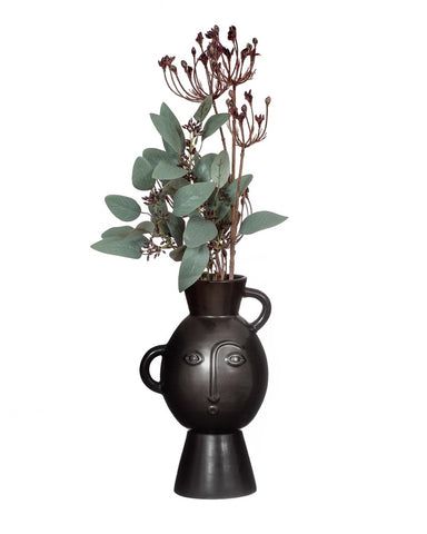 Amira Vase With Handles In Matt Black