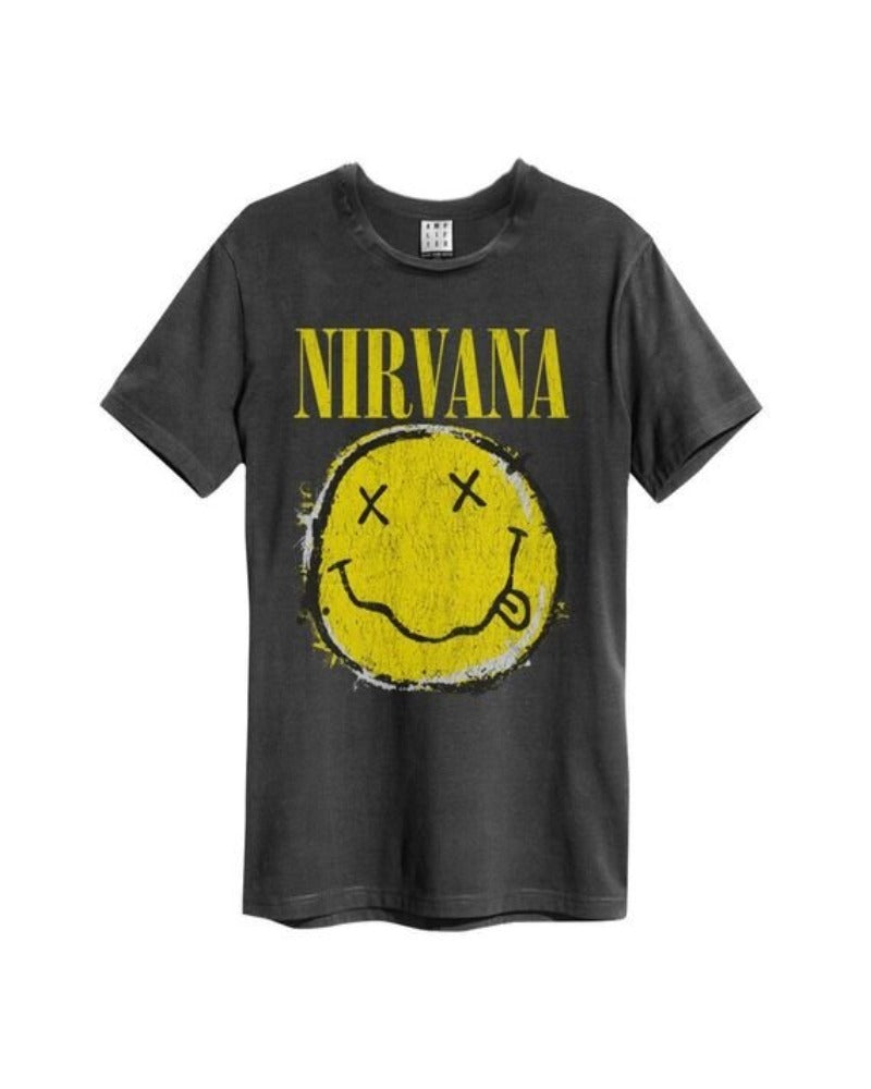 Nirvana smiley face , yellow and black t shirt, finely printed excellent detail.