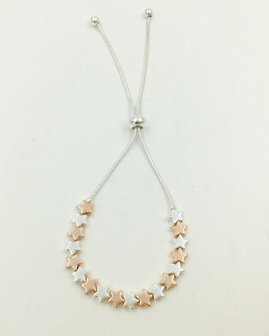 Drawstring Silver & Gold Stars Bracelet