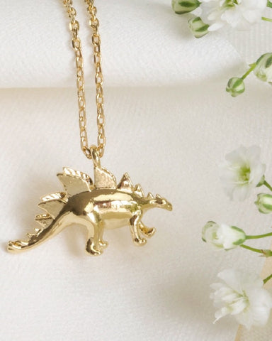 Gold Stegosaurus Dinosaur Necklace