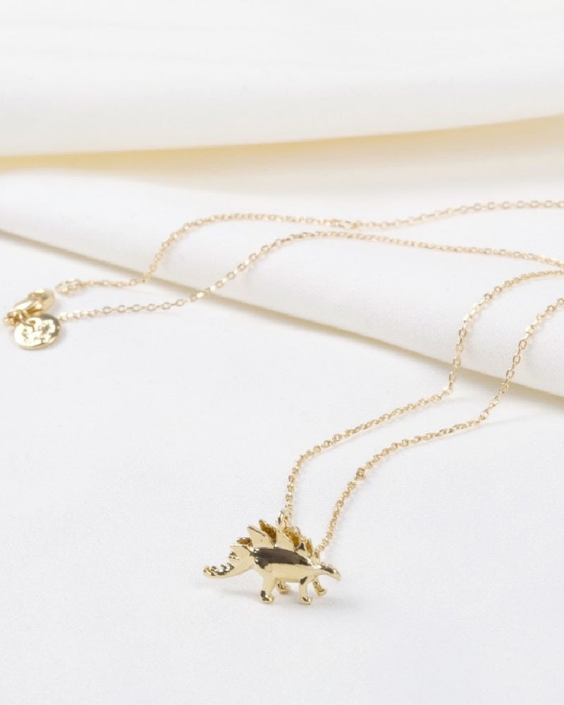 Gold Stegosaurus Dinosaur Necklace