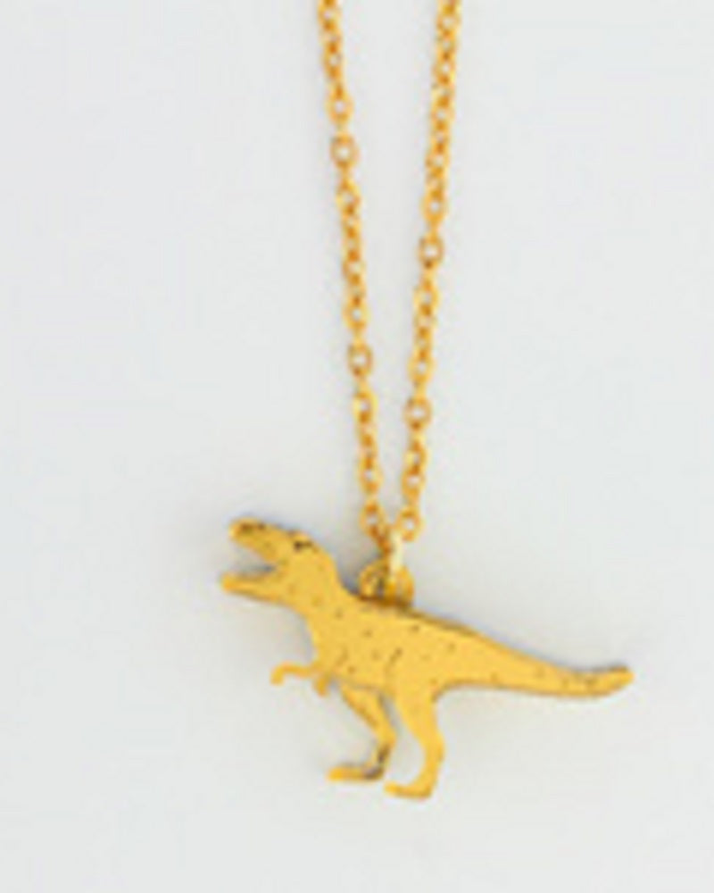 Mini T-Rex Charm Necklace Gold