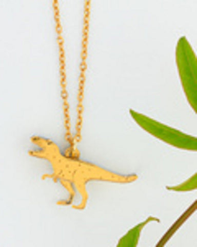 Mini T-Rex Charm Necklace Gold