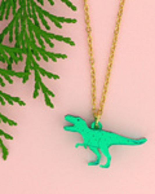 Mini T-Rex Charm Necklace Green