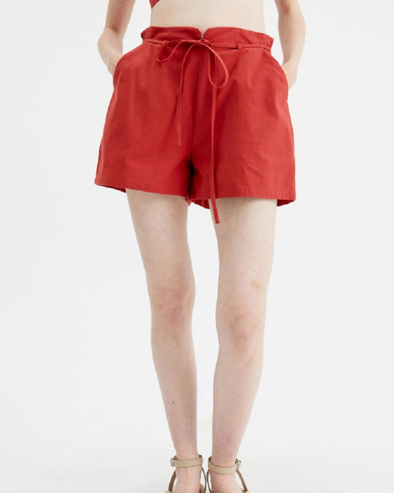 Belted Red Shorts
