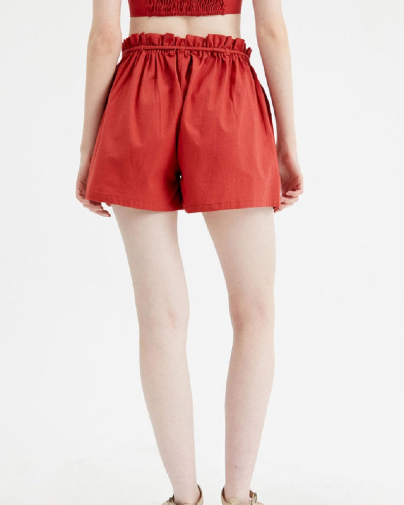 Belted Red Shorts