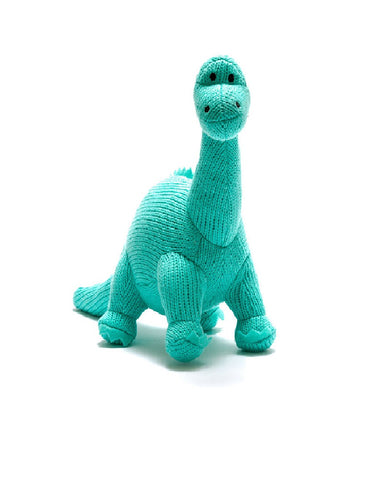 Turquoise Diplodocus Dinosaur Knitted Toy