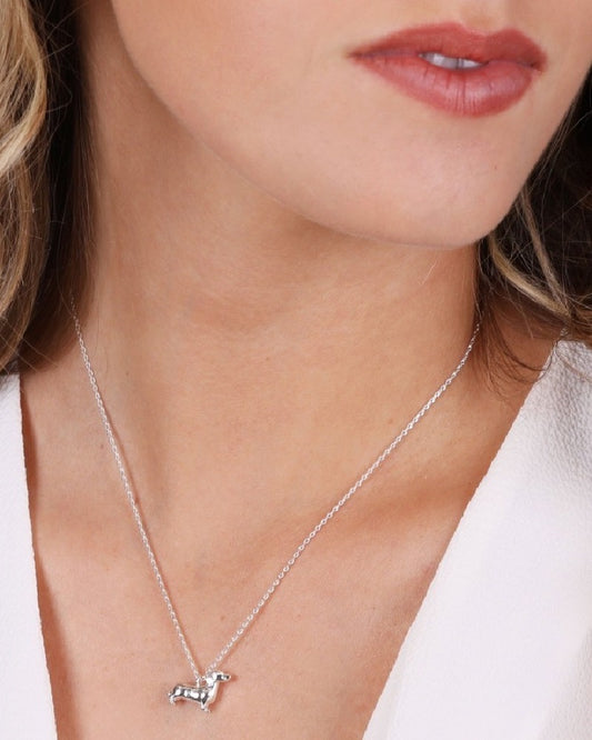 Silver Sausage Dog Necklace