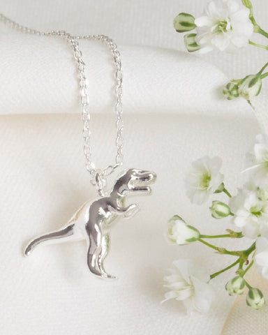 Silver T-Rex Dinosaur Necklace