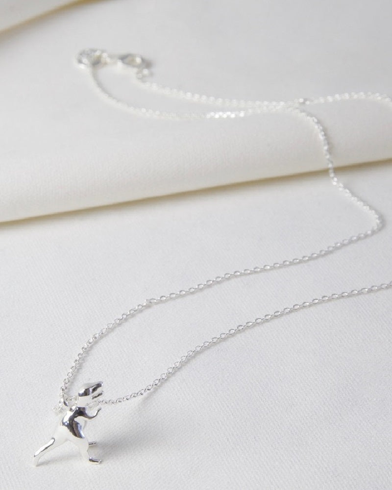 Silver T-Rex Dinosaur Necklace